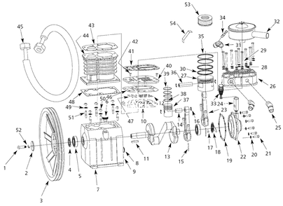 Pump Parts Diagram and Parts List for HS7810X5  Campbell Hausfeld Compressor